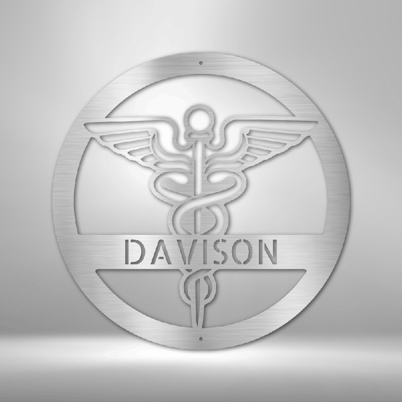 Monogramme d'infirmière personnalisé, H 17 po x l 17,5 po x P 0,5 po, Oui, Argent argent