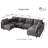 6 Seat Corduroy Convertible Modular Sectional Sofa With Storage, 4 Back Cushion 6 Throw Pillow-817544428