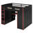 Full-Size Loft Bed with Desk, Wardrobe, Storage & RGB Light for Gamers, Red-1517454642