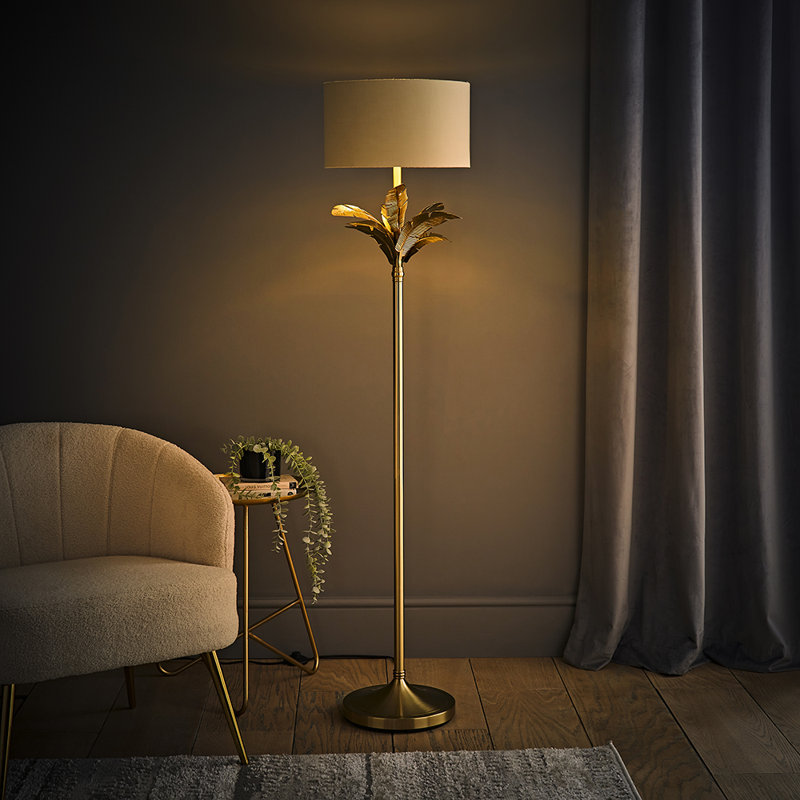Waynesfield 157.5cm Polished Traditional Floor Lamp, No, Cream