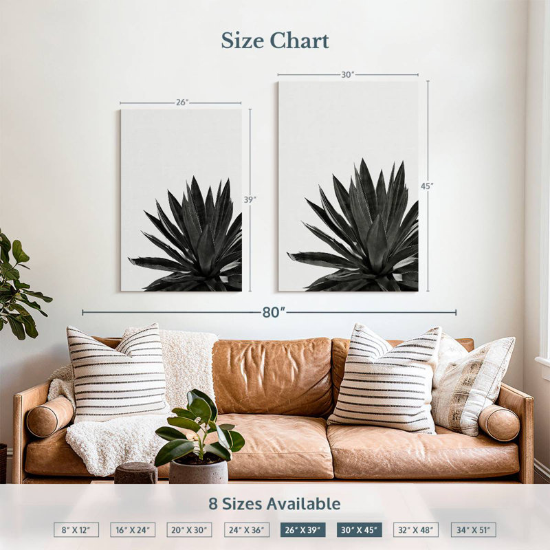 Harnek Agave Cactus BW, 39" H x 26" W