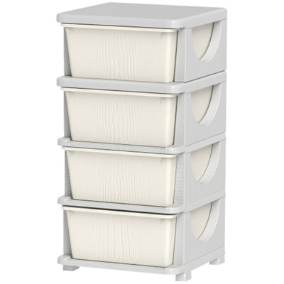 Qaba 4 Tier Kids Storage Unit, 4 Drawer Chest Toy Organizer Plastic Bins For Kids Bedroom Nursery Kindergarten Living Room For Toddlers by LALA & WONZ