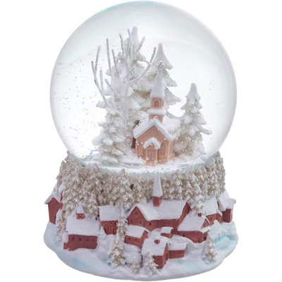 Kurt Adler Wind-Up Musical Church We Wish You A Merry Christmas Water Globe, 4in