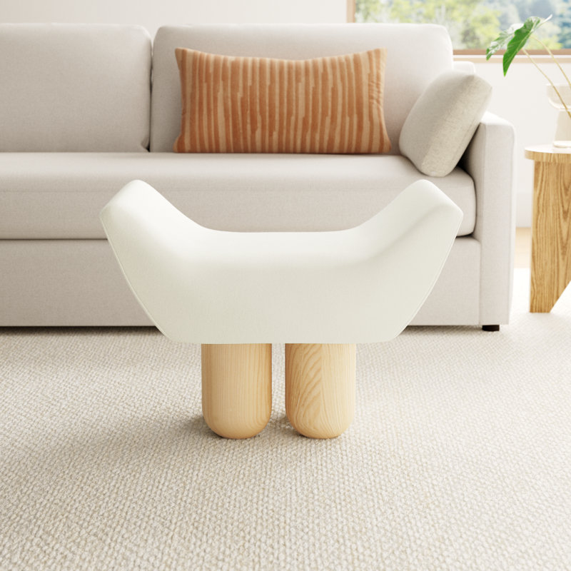 Lydie Upholstered Ottoman, Ivory Fabric