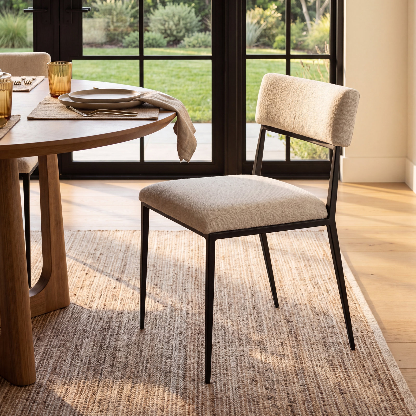 Aguilera Genuine Leather Dining Chair, Thames Cream