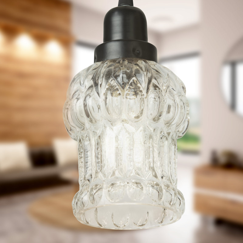 4.5"W 1-Light Oppice Glass and Metal Pendant