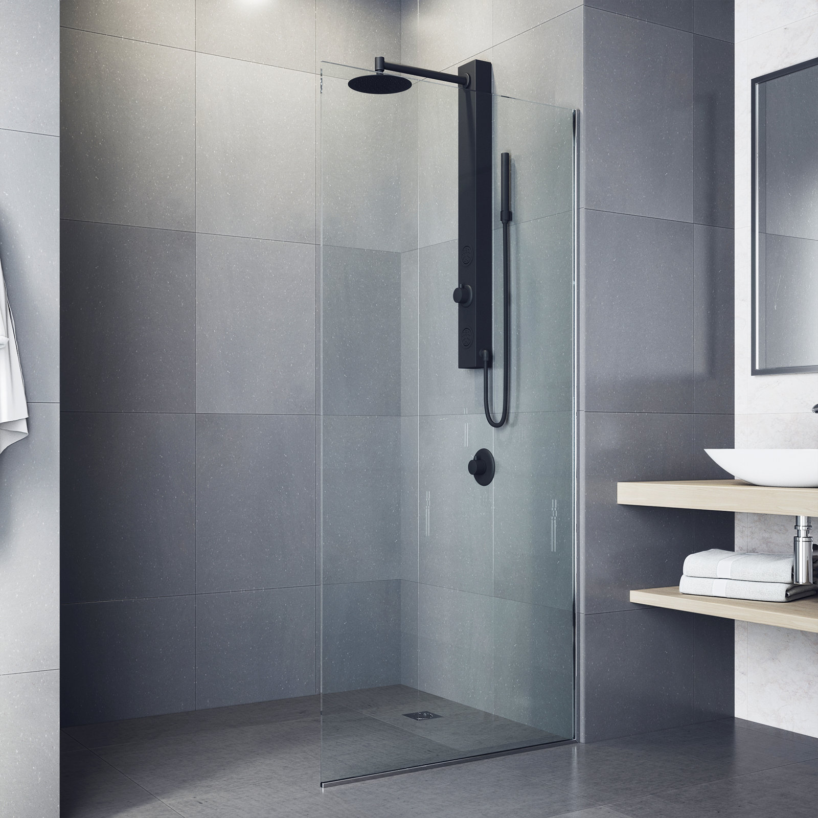 Gardenia 2-Jet Shower System with Hand Wand, Matte Black