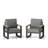 Set Of 2 26.6" All-Weather Aluminum Patio Armchairs With Thick Cushions-1519740174