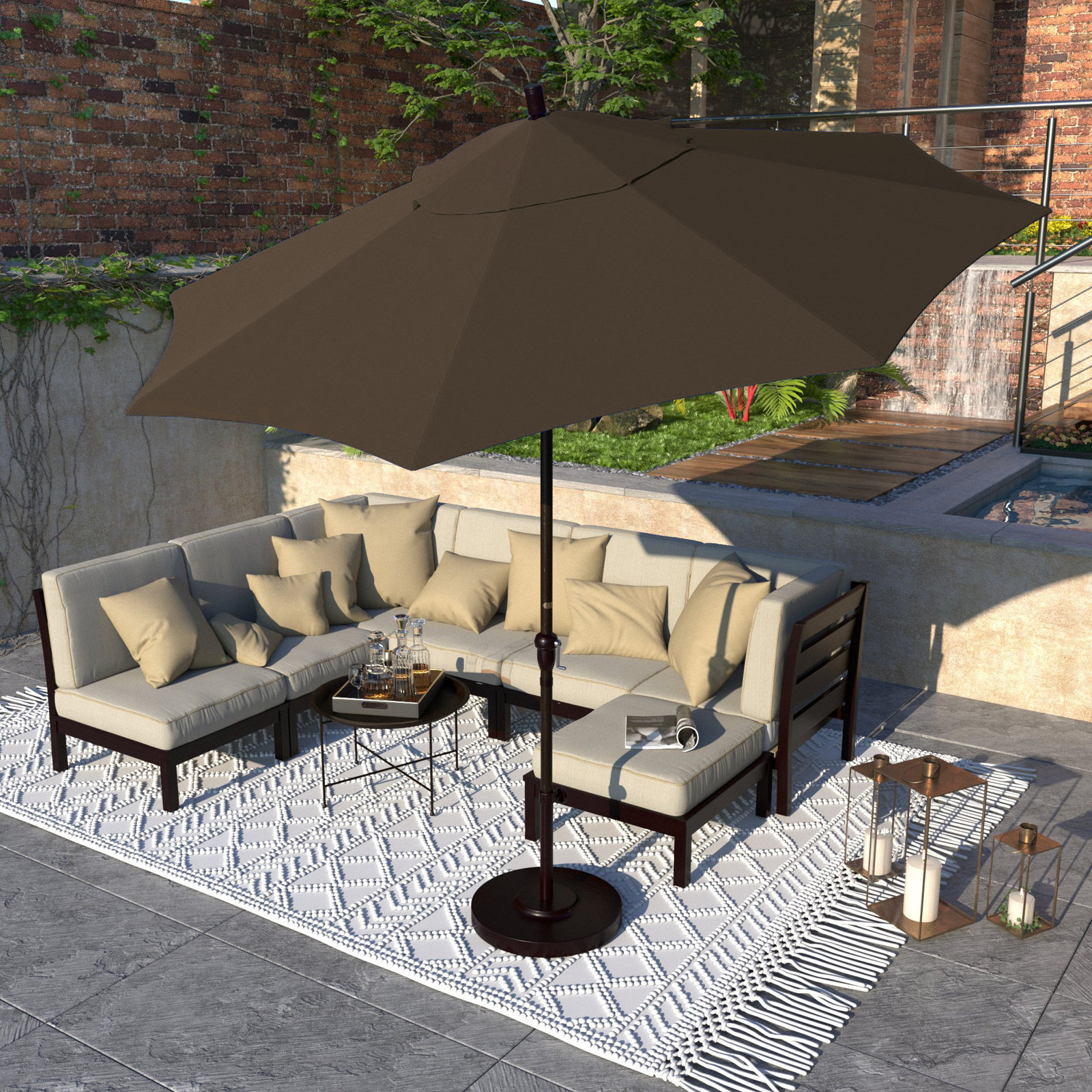 Camry 9' Sunbrella® Market Umbrella, Cocoa