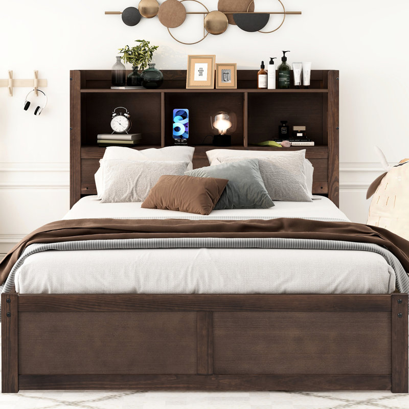 - Lit plateforme double avec 2 tiroirs, lit gigogne simple et tablettes de rangement escamotables - Fabrication pour chambre à coucher