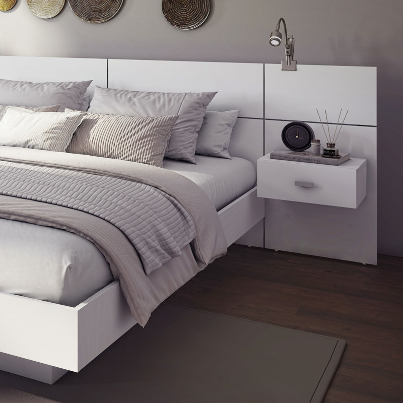 Modern Siedlewski Bedroom Collection - Platform Bed with Headboard and Nightstands (2) – Easy Assembly, No Box Spring Required