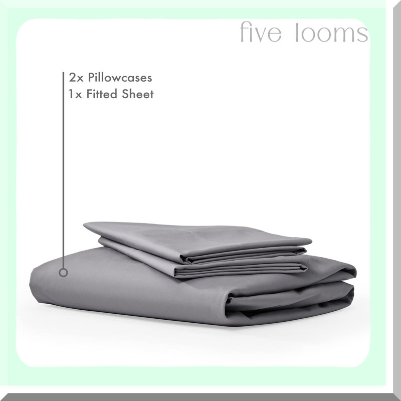 CoolCotton Queen Sheet Set - Moisture-Wicking Percale Fitted Sheet & Pillowcases - Deep Pocket 15" - Breathable Cooling - Easy Care - Charcoal Gray