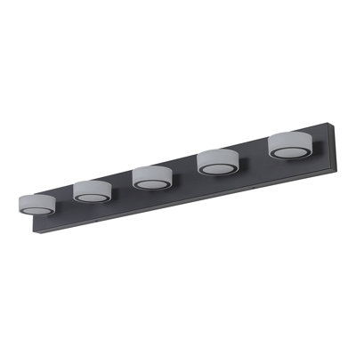 Luminaire de salle de bain 37 po à 5 lumières DEL moderne 37 po, élégant luminaire mural noir pour miroir, douche et décoration de salle de bain