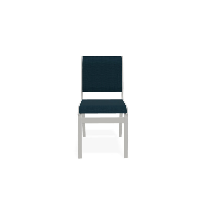 Chaise d'appoint de salle à manger Hiraku, Neige texturée, Sunbrella® bleu sarcelle
