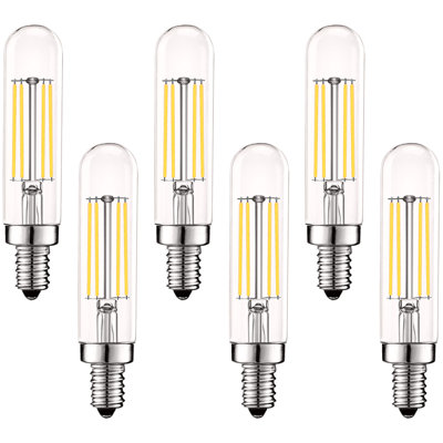 5 Watt (60 Watt Equivalent), T6 T6.5, LED Dimmable Light Bulb, Soft White E12 candelabra Base 6 Pack