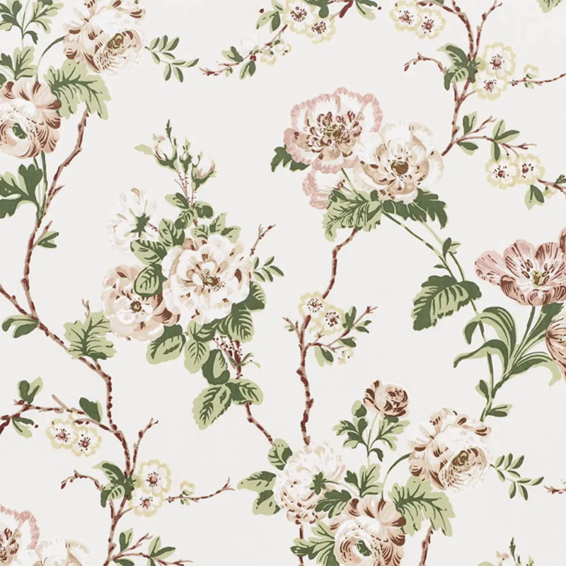 Tissu Schumacher x Veere Grenney Betty Chintz, Rose discret