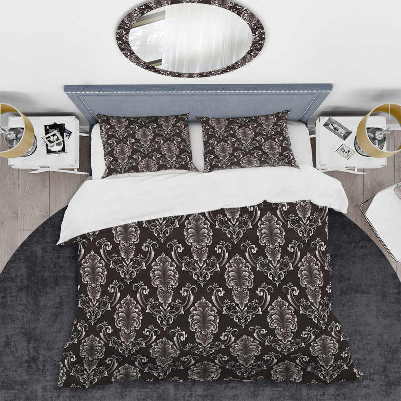 Ensemble de housse de couette en microfibre brun / blanc 2 pièces, Housse de couette pour très grand lit et 2 très