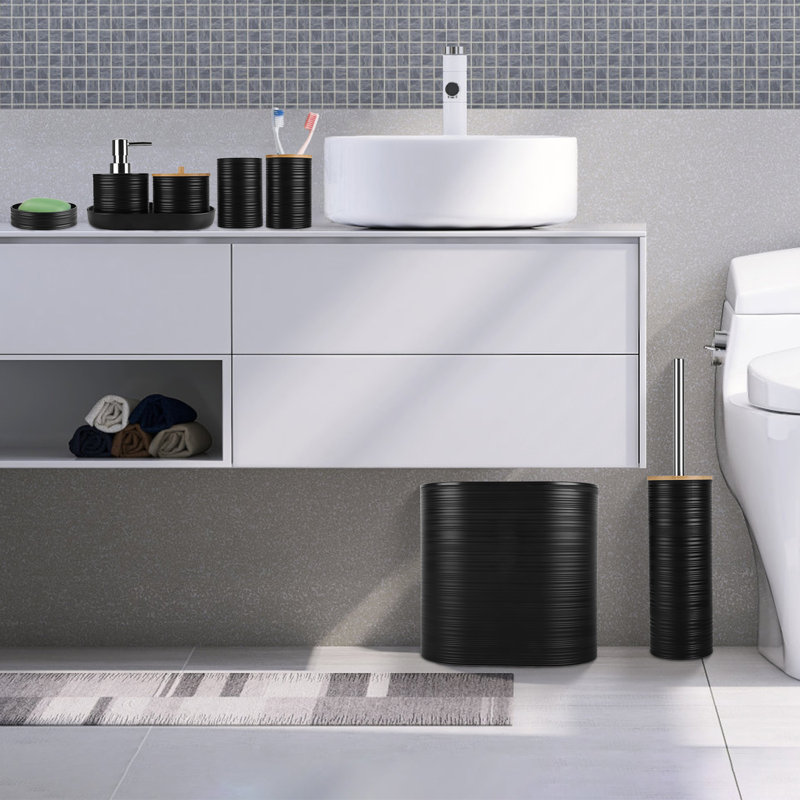 L'ensemble d'accessoires de salle de bain comprend un plateau porte-brosse à dents pour distributeur de savon / lotion, Noir