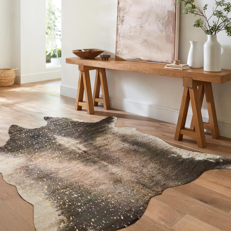 Duran Performance Cowhide Animal Print Indoor Rug, Rectangle 5' X 6'6"