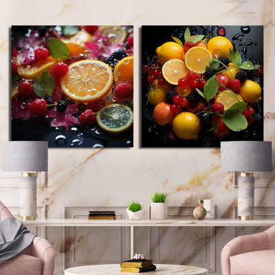Expressive Colors Expressive Growth Fruit - Fruits Square Collage Set Of 2