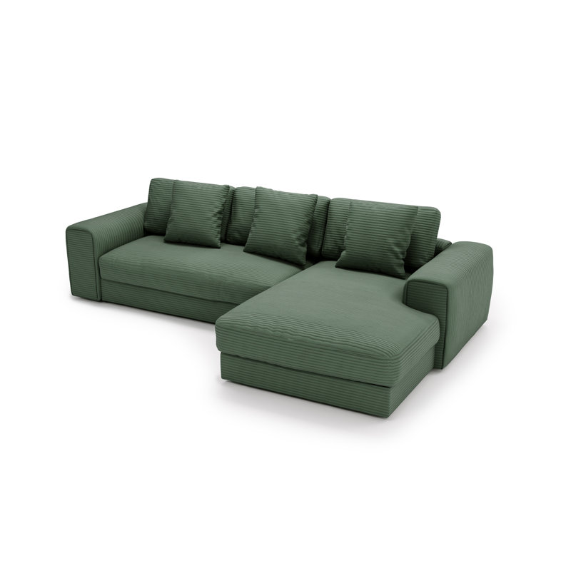 Tarren 3 Seater Corner Sofa , Green, Right Hand Facing