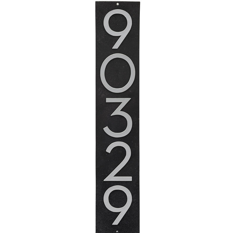 Plaque d'adresse verticale flottante 4 po (5 chiffres), Noir, Argent