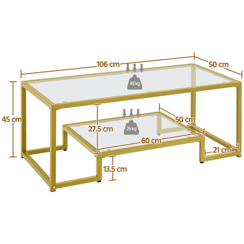 Frame Coffee Table with Storage, Gold