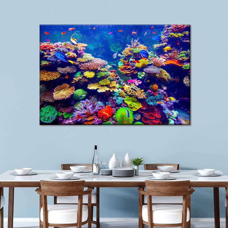 Paysage vibrant sous l'eau, H 30 po x l 45 po 