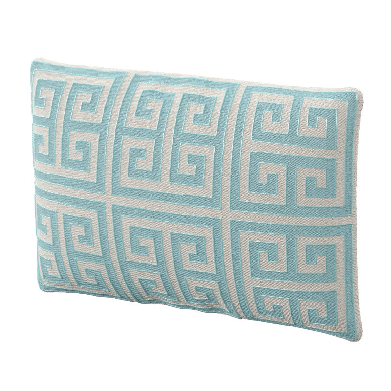 Geometric Feather Throw Pillow, Blue