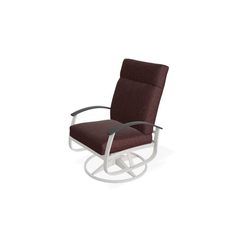 Belle Isle Outdoor Rocker Chair, Blue/White Stripe, Classic Graphite P30, Textured Snow