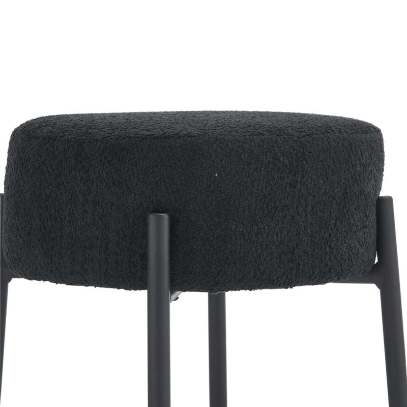 Breana 24" Fabric Upholstered Bar Stools, Black, Black
