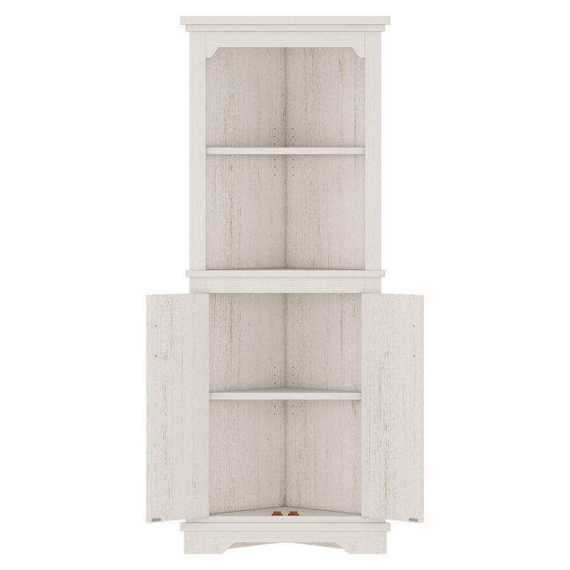 Tall Corner Cabinet With Doors For Living Room, Bathroom,Dining Room Or Kitchen,Beige