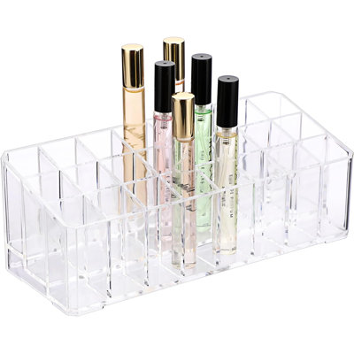 Organisateur de parfum à bille, 24 emplacements en acrylique transparent | Présentoir à parfum pour parfums et senteurs de beauté, idéal pour le maquillage, le brillant à lèvres et les rouges à lèvres.