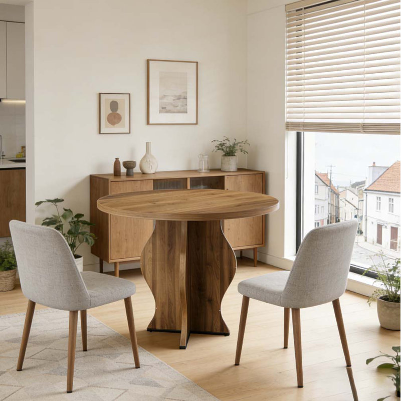 31.5 Inch Small Round Dining Table, Walnut