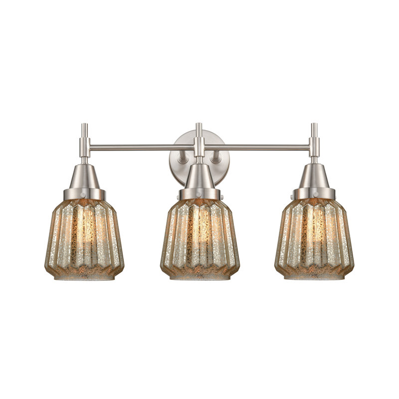 Gayle 3 - Light Dimmable Vanity Light, Satin Nickel, Seedy, 60 Watt Vintage Incandescent Bulb