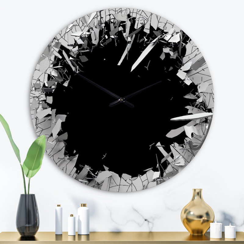 Abstract Broken Wall 3D Design - Modern wall clock, Medium