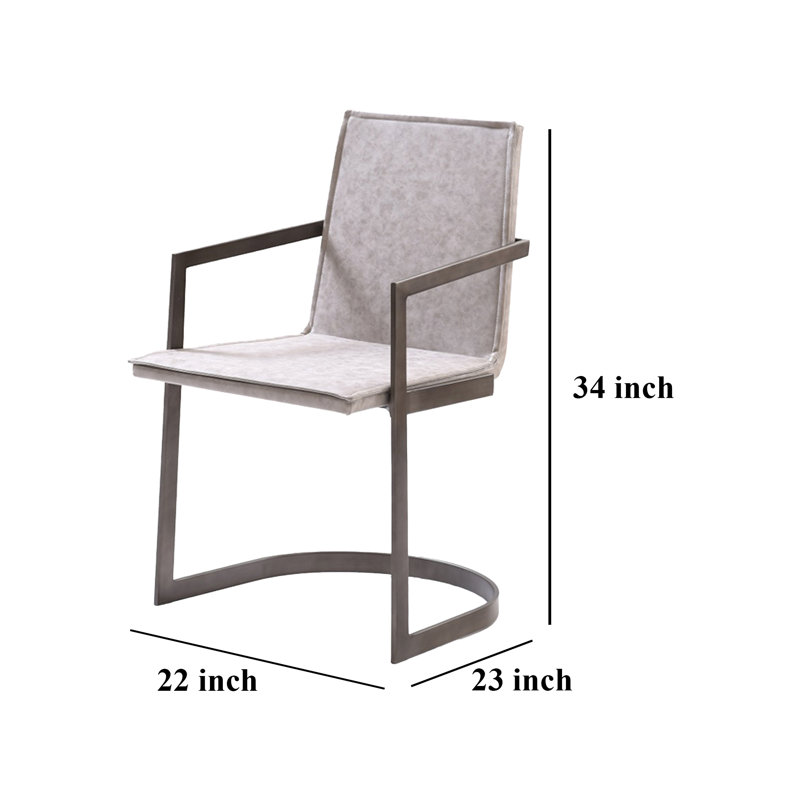 Chaise de salle à manger Jegy, similicuir rembourré gris délavé, base en porte-à-faux