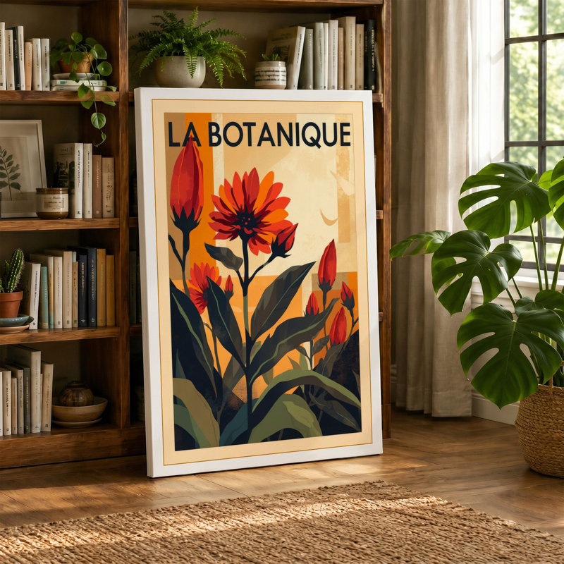 La Botanique Art Deco - Wrapped Canvas, Ochre Border, 30x20 - 76.2 x 50.8 cm