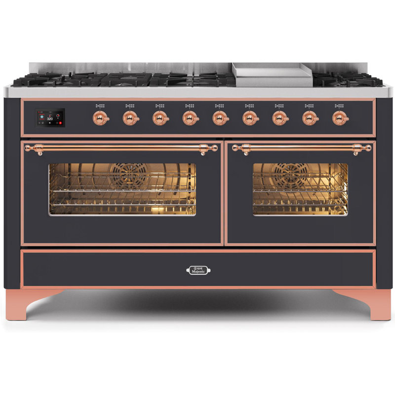 Majestic II 60" 5.02 cu. ft. Freestanding Dual Fuel Range with Griddle, Natural Gas, Matte Graphite/Copper