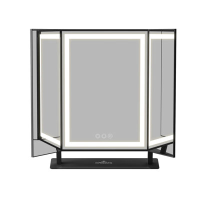 Lavish Tri Tone 360 Degree Tilt Vanity Mirror with Stand, Multiple Viewing Angles Desk Mirror