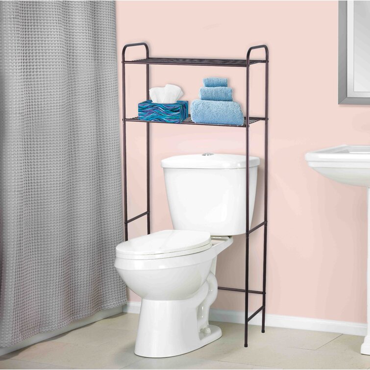 White Metal Bathroom Space Saver with Towel Rack