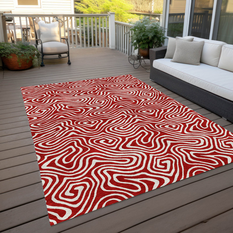 Raya Red Washable Indoor-Outdoor Rug - , 10' x 14'