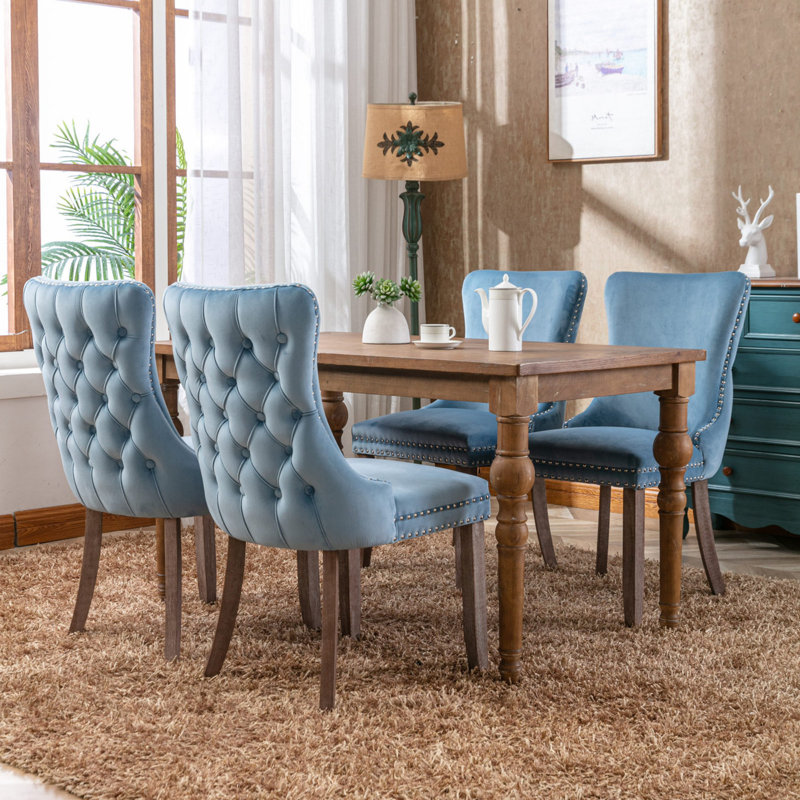 Chaise de salle à manger moderne et minimaliste, Bleu clair