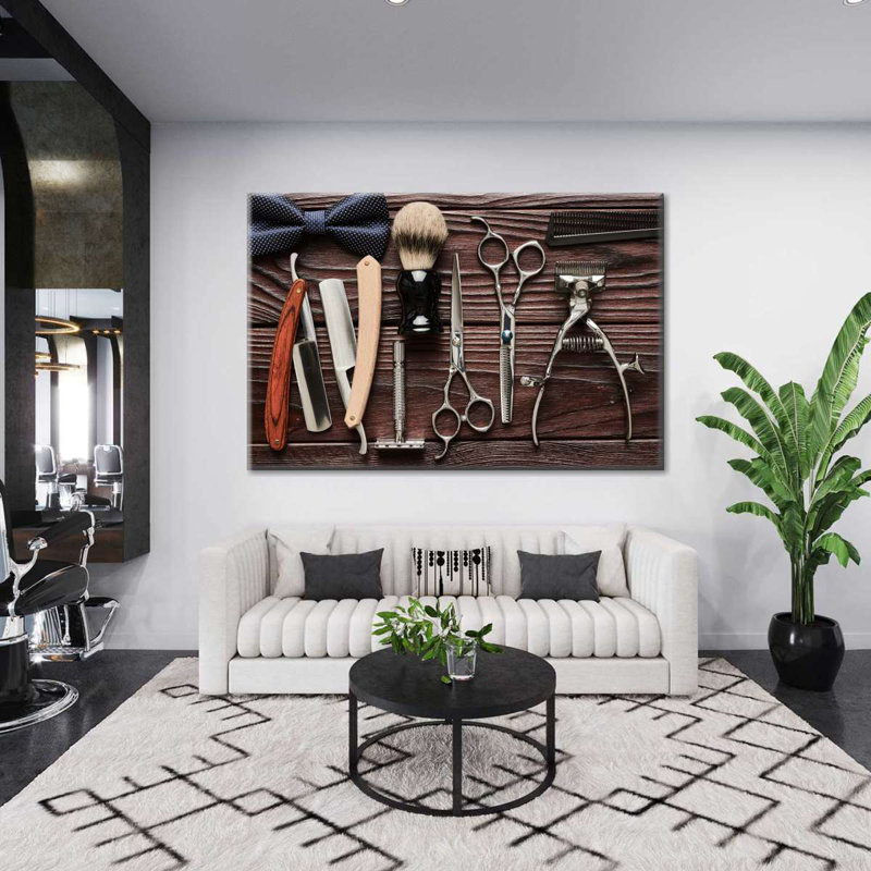 «Hair Barber Essentials», reproduction sur toile, L 32 po x H 48 po