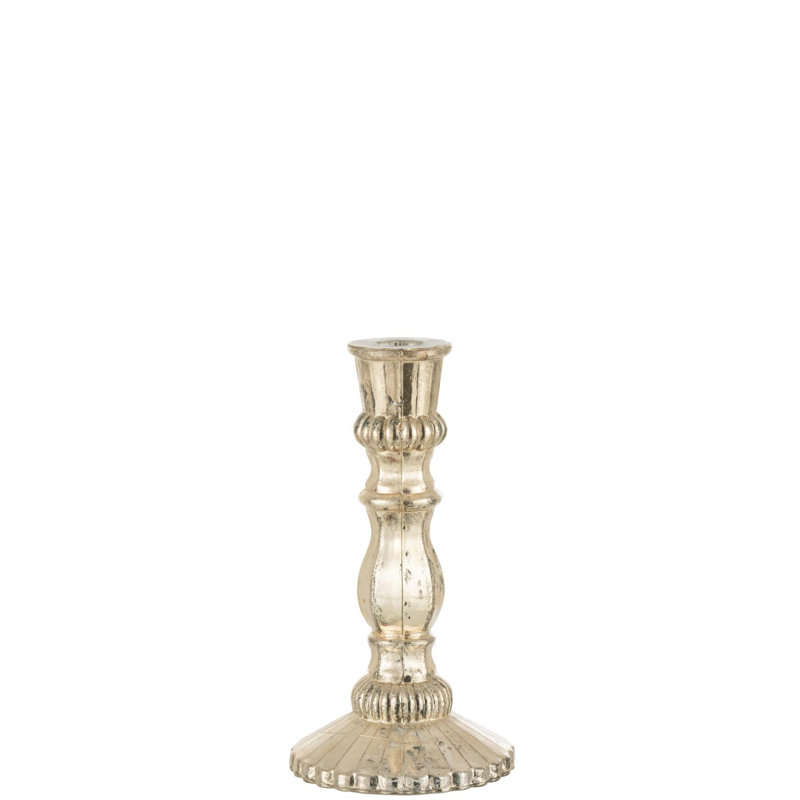 Cozy Glass Tabletop Candlestick, Silver
