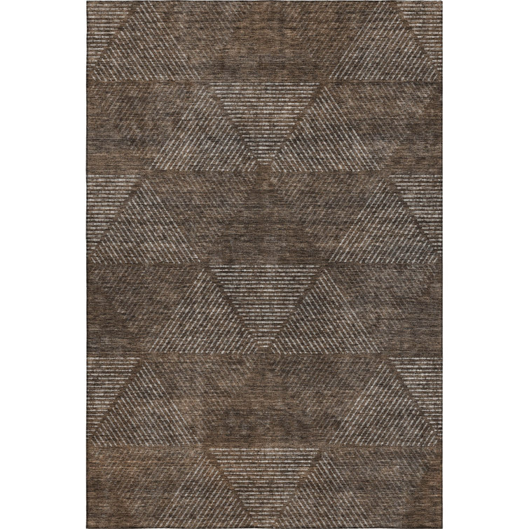 Premium Machine Washable Prisco Brown Rug