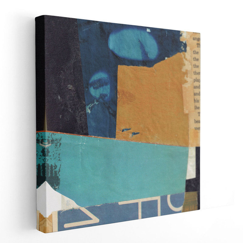 Golden Collage I - reproduction d'art sur toile, H 16 po x l 16 po
