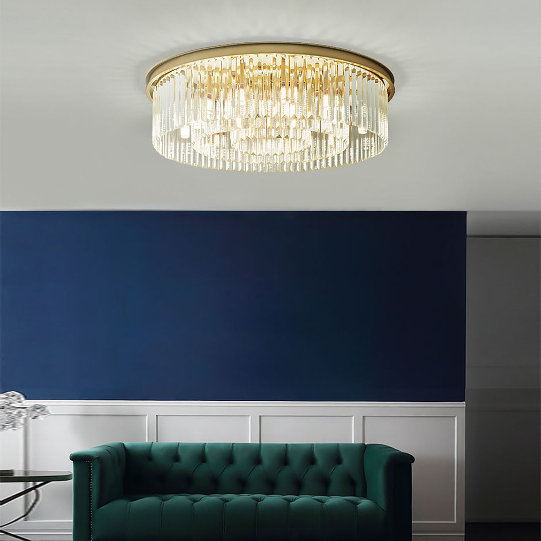 Flush Mount 23.6" Ceiling Light Luxury Crystal Creative Circular Everly Quinn