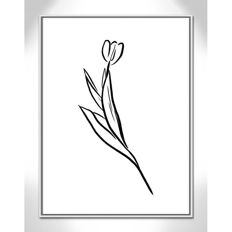 Simple Flowers " Simple Flowers 1 ", White Framed Canvas, 41.5" H x 31.5" W x 2" D