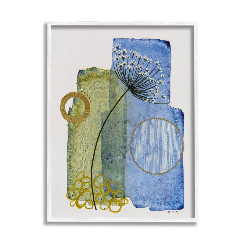 "Modern Dandelion Sprig On Wood" par Jocelyn Benford, impression, H 14 po x l 11 po x P 1,5 po, Estampe numérique Farmhouse